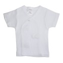 Rib Knit White Short Sleeve Side-Snap Shirt