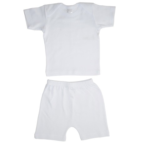 Interlock White Short Sleeve Lap T-Shirt & Shorts Set - 415