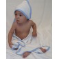 Cotton Terry Blue Trim Hooded Bath Towel - 021B B