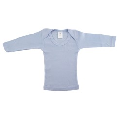 Rib Knit Blue Long Sleeve Lap T-Shirt