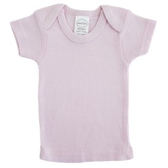 Rib Knit Pink Short Sleeve Lap T-Shirt