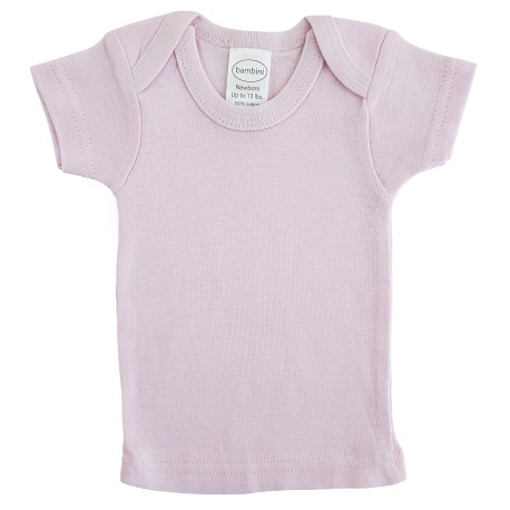Rib Knit Pink Short Sleeve Lap T-Shirt - 057B