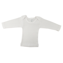 Rib Knit White Long Sleeve Lap T-Shirt